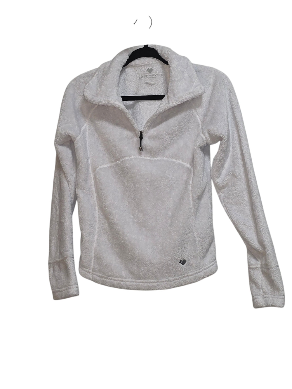 Obermeyer White Furry Fleece Quarter Zip Pullover Jacket Soft Cozy Size M